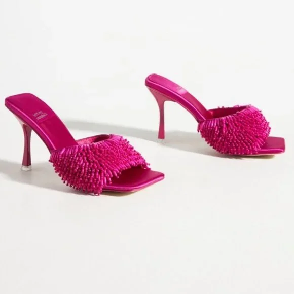 ❤️JEFFREY CAMPBELL Kinsley Fuchsia Heavily Beaded Heels Shoes Size 7 - 7 1… - Picture 2 of 8